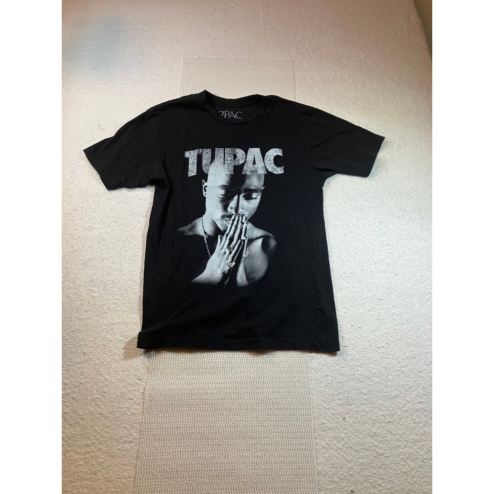 2Pac Tupac Shakur Praying Hands T-Shirt Black Mens Size S Hip Hop Graphic Tee
